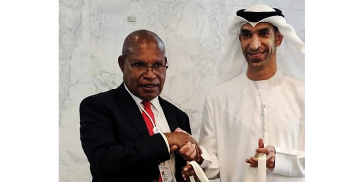 Richard Maru, Minister for International Trade and Investment, Papua New Guinea, and HE Dr. Thani bin Ahmed Al Zeyoudi, Foreign Trade of UAE. Photo: International Trade and Investment Ministry of Papua New Guinea