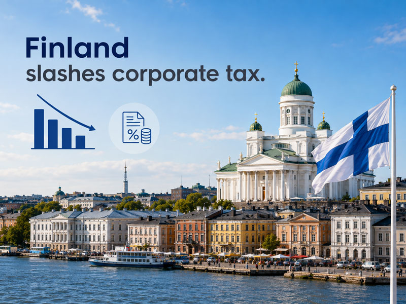Finland's Ministry of Finance released its draft 2027 budget on 6 August 2026, proposing a corporate income tax cut from 20% to 18% alongside a VAT increase to 14% and a new 13.5% intermediate rate.  